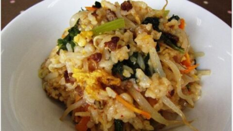 フライパンでもち麦ビビンバ