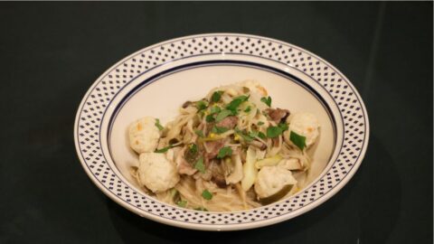 鴨だしパスタ～ペペロンチーノ風～